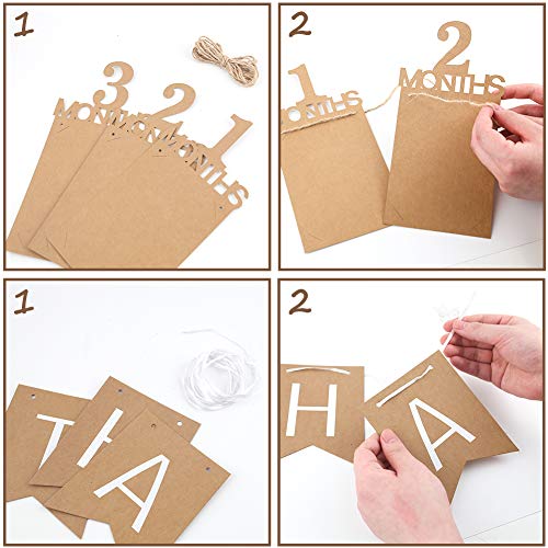 Koogel 1. Geburtstag Girlande, Baby Geburtstag Fotogirlande Foto Banner Hängende Foto Wanddekoration für Erste Heilige Kommunion Geburtstag Party