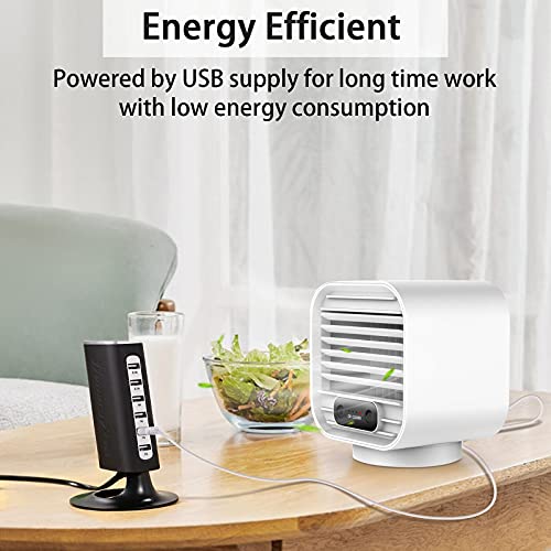 Portable Air Conditioner, Mini AC Unit Personal Cooling Fan Small Evaporative Blast Cooler, Battery Operated Humidifier Misting Fan, 3 Speeds Desk Air Conditioning Fan for Home Office Outdoor Kitchen (White)