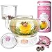 Teabloom Pretty in Pink Rose Tea Gift Set - Includes 34 oz Stovetop Safe Glass Teapot, 12 Rose Flowering Teas, Removable Loose Tea Glass Infuser, Glass Tea Warmer + Tea Light - Dishwasher Safe