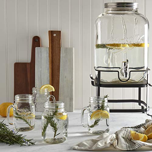 Mason Craft & More Drinkware Collection- Durable Glass Leak Proof Beverage Glassware,6 Piece Drinkware Set with Stand - Thumbnail 5