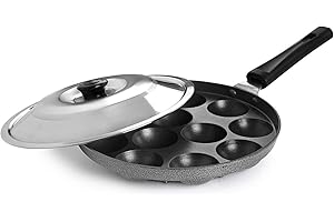 Cello Non-Stick 12 Cavity Appam Patra Single Handle with Stainless Steel Lid