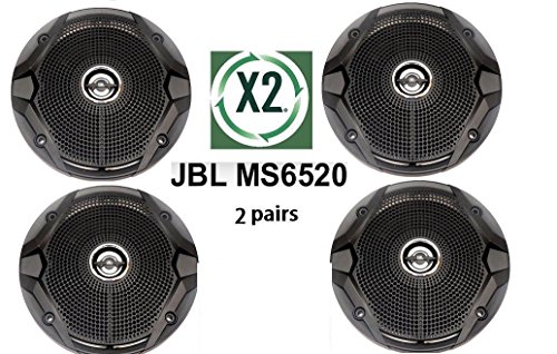 X2 PAIRS JBL MS6520 180 Watt 6.5" 2-Way Coaxial Marine BOAT Audio Speakers 6-1/2" COLOR BLACK (Class "A" factory reconditioned)
