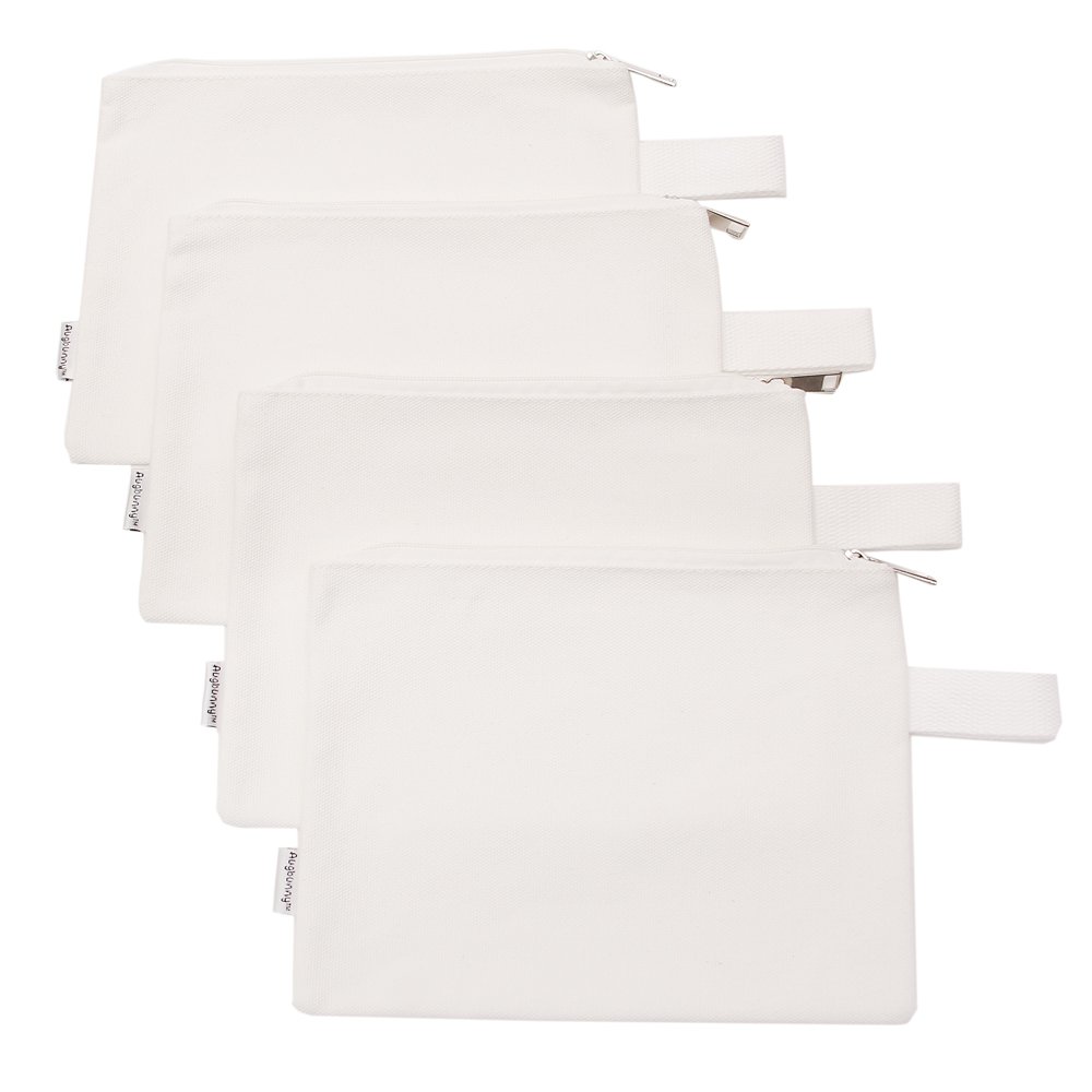 Augbunny 100% Cotton 16oz Heavy Duty Multi-Purpose Canvas Zipper Tool Bag Organize Storage Pouch 4-Pack