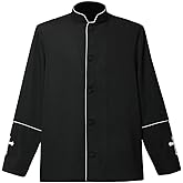 BPURB Mens Long Sleeves Clergy Coat for Priest Pastor Stand Collar Preacher Minister Costume