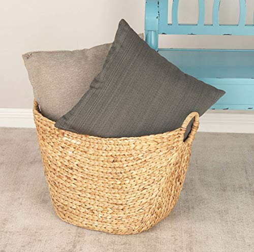 image for Deco 79 Large Seagrass Woven Wicker Basket with Arched Handles, Rustic