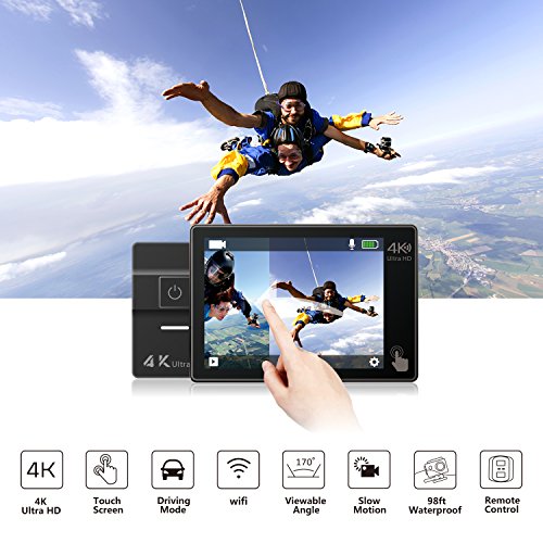 Action Camera 4K ACTMAN Touch Screen 16MP Sony Sensor Underwater Waterproof Camera WiFi Sports Cam with Remote control 2 Batteries and Mounting Accessories Kit Compatible With GoPro