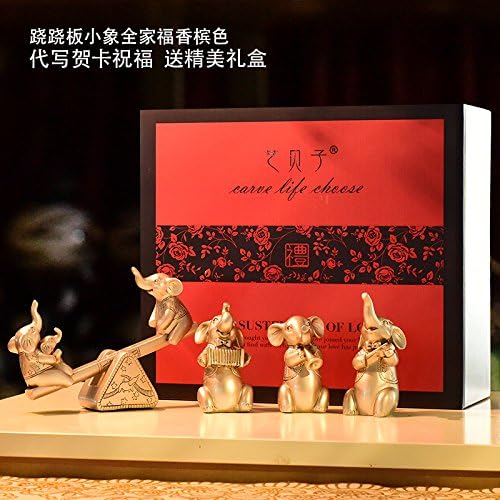 Leedioo Elephant creative decoration decor Home Furnishing European style living room TV cabinet wine rack device,Seesaw, small family, champagne