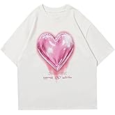 Vamtac Oversized Graphic Tees Vintage Love Balloon Printed Casual Streetwear Tops Summer Cotton T Shirts Y2k Unisex