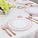 WDF 120 pieces Rose Gold Plates Disposable - Heavy Duty Rose Gold Plastic Plates Perfect for Mother's Day, Wedding, Birthday