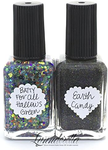 Lynnderella Nail Polish Halloween Twinset 2017—Batty for All Hallow's Green and Earth Candy