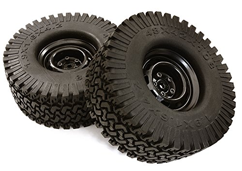 Integy RC Model Hop-ups C27253BLACK Realistic Spoke Off-Road 1.9 Size Wheel & All Terrain Tire (2) (O.D.=110mm)