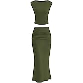 PRETTYGARDEN Skirt Sets Women 2 Piece Outfits Summer Outfits 2026 Going Out Crop Tops Long Maxi Skirts Beach Vacation Clothes