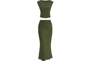 PRETTYGARDEN Skirt Sets Women 2 Piece Outfits Summer Outfits 2026 Going Out Crop Tops Long Maxi Skirts Beach Vacation Clothes