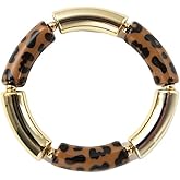 Todu Boho Bracelet Leopard Print Bracelet Gold Plated Chunky Bangle Bamboo Bracelets for Women Summer Beach Bohemian Jewelry