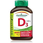 Jamieson Vitamin D3 1,000 IU Tablets, Supports Immune Health, Strong Bones, and Teeth, Enhances Calcium and Phosphorus Absorp