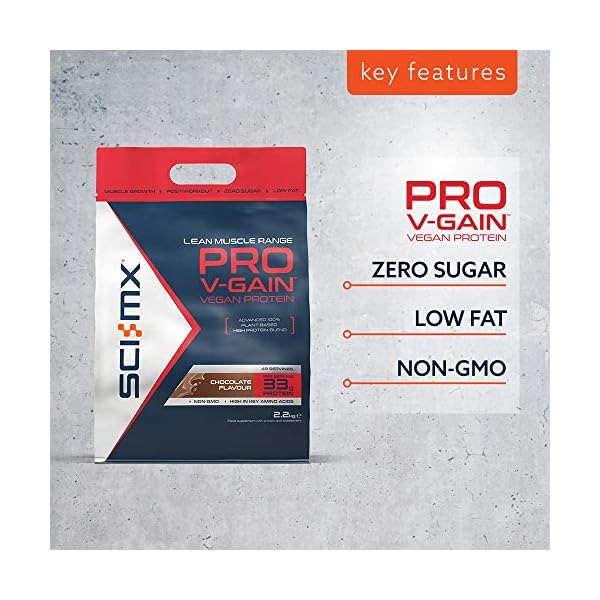 SCI-MX-Nutrition-Pro-V-Gain-Protein-Powder-Plant-Based-22-kg-Chocolate-49-Servings SCI-MX Nutrition Pro V-Gain Protein Powder, Plant Based, 2.2 kg, Chocolate, 49 Servings