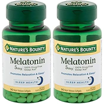 Natures Bounty Melatonin 5 mg Dietary Supplement Softgels, Twin Pack 60 ea
