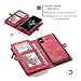 iPhone X/Xs Wallet Case,AKHVRS Handmade Premium Cowhide Leather Wallet Case,Zipper Wallet Case [Magnetic Closure]Detachable Magnetic Case & Card Slots for iPhone X/Xs - Red
