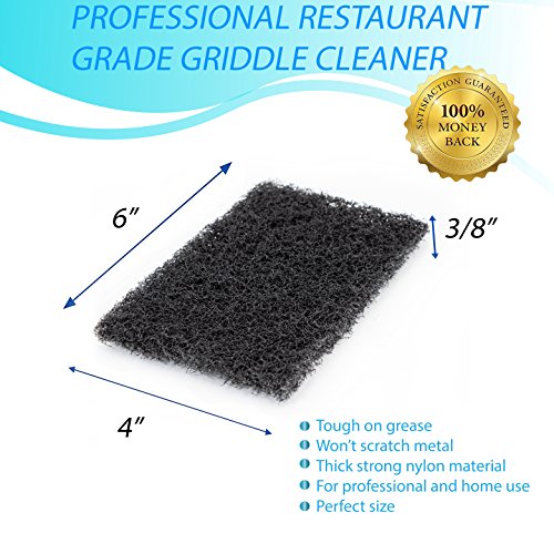 6 Commercial Grade Griddle Cleaner Pads, Clean Grease from Metal Grills
