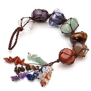 CrystalTears 7 Chakra Crystals Hanging Ornament,Reiki Tumbled Gemstone Window Ornament,Feng Shui Ornament,Yoga Meditation, Decor