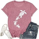 Sea Turtle T-Shirt and Tank for Women Beach Graphic Funny Animal Print Shirt Hawaiian Casual Vacation Top