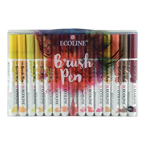 Royal Talens Ecoline Liquid Watercolor Brush Pen, Set of 30 Colors (11509005)