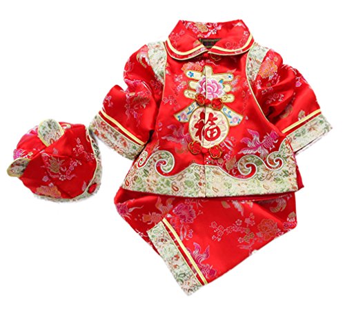 Soojun Baby Girls Chinese Birthday Party Costume Tang Suit 3 Piece Set