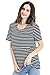 Bearsland Maternity Women's Striped Short Sleeves Maternity Nursing Top BB022,Dark Black/White,X-Large