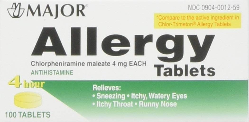 [6 Pack] Antiallergy Antihistamine Chlorpheniramine Maleate 4 Mg