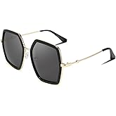 FEISEDY Women Large Hexagon Inspired Sunglasses Fashion Irregular Design Style Geometric B2503