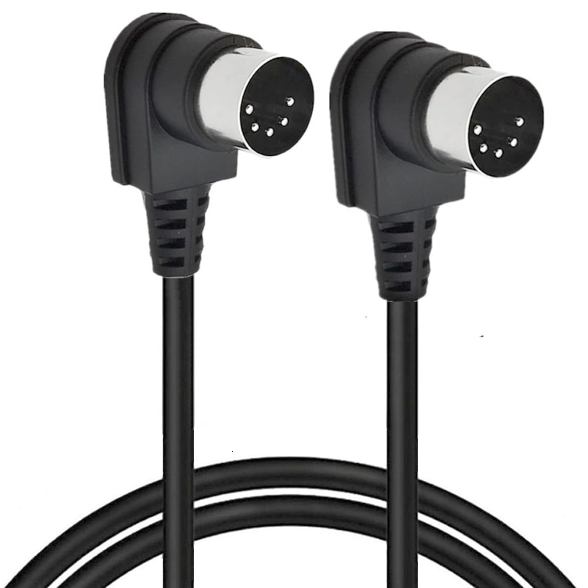 HTGuoji 90 Degree Angle MIDI 5 Pin DIN Cable, Right Angle Doul 90 Degree DIN 5 Pin Male to Male MIDI Audio Cable for Music Mixer,MIDI Device,MIDI Keyboard (1 Meter/3.3 Ft)