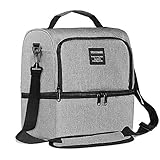 YAKAON Premium Lunch Bag, Insulated Leakproof Lunch Box Durable Portable with 2 Separated Compartments for Kids Girls Boys Women and Men Perfect for Work/School/Travel