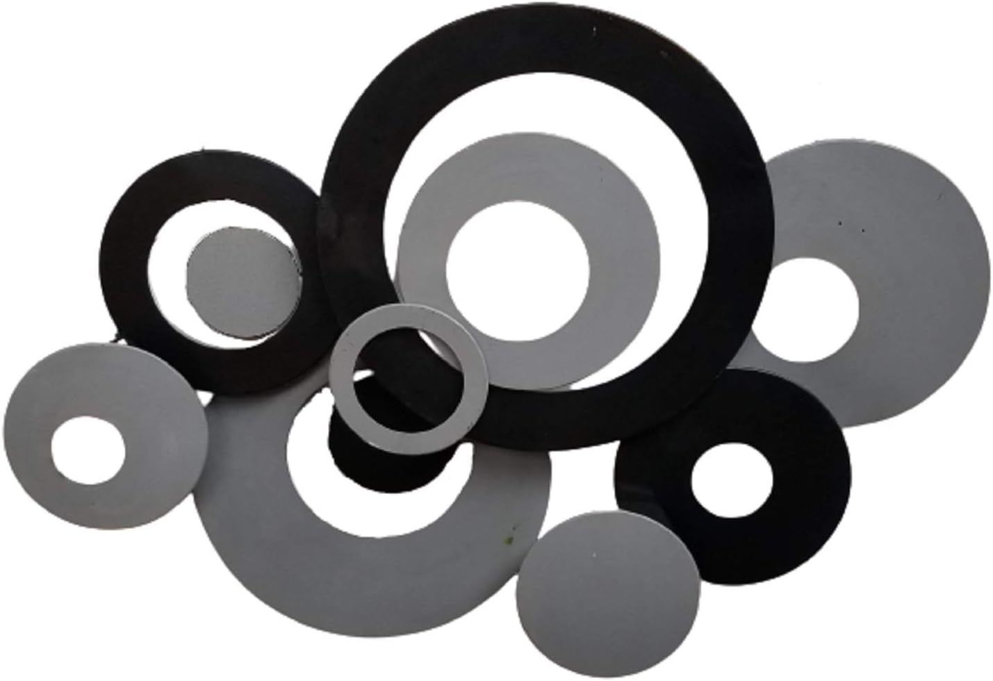 New - Metal Wall Art Decor Sculpture - Charcoal Grey Linked Circle Disc Abstract