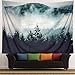 Heopapin Misty Forest with Mountains Tapestry Fog Fantasy Magical Trees Landscape Wall Hanging Mandala Bohemian Wall Tapestry 3D Vision Nature Tree Tapestry Wall Hanging