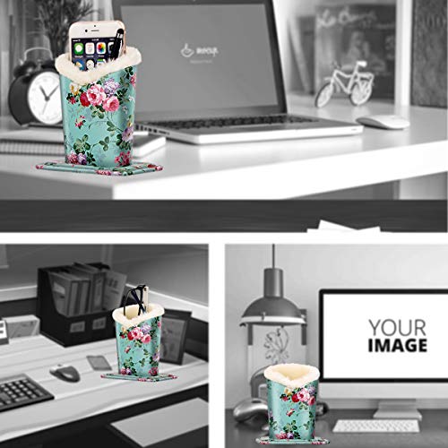 PG6 Plush Lined Eyeglasses Holder Stand Case Protective Glasses Case for Desks, Peony - Thumbnail 5