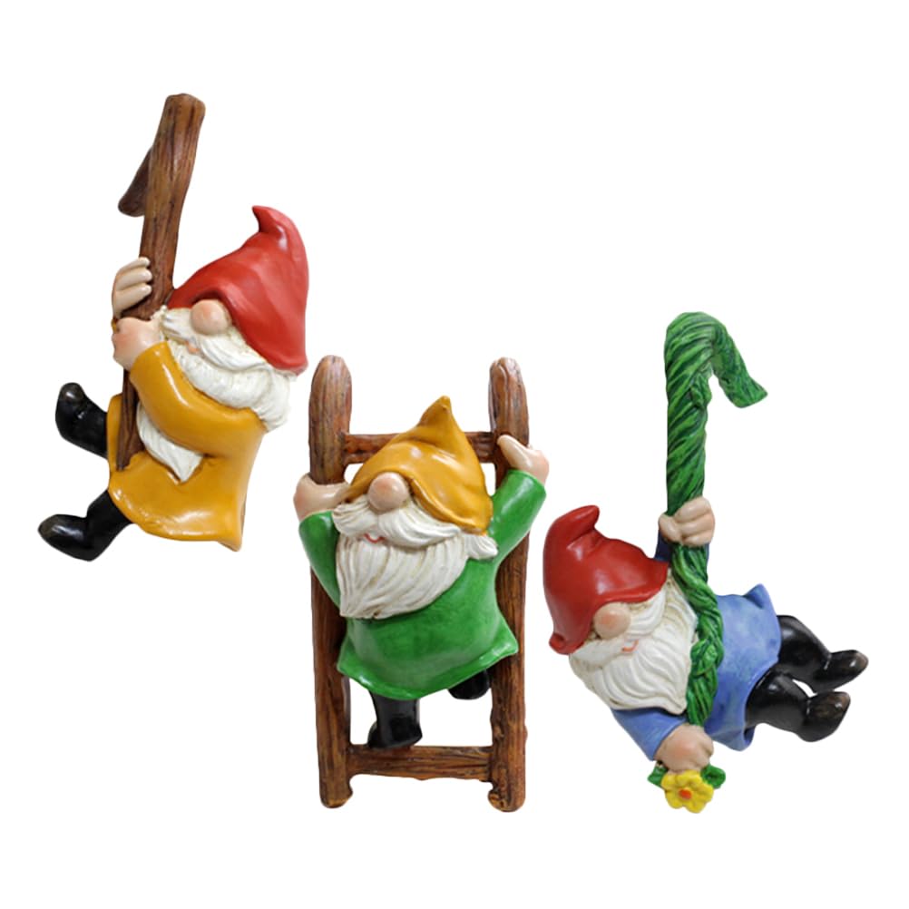 BESPORTBLE 3pcs Dwarf Pendant Landscape Model Garden Decoration Outdoor Hanging Garden Figurine Gnome Statue Gnome Decorative Hanging Ornaments Home Decor Resin