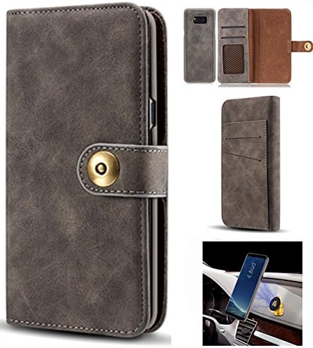 Galaxy Note 8 Case, Galaxy Note 8 Wallet Case, I VIKKLY Handmade Premium Retro Flip PU Leather Wallet Credit Card Slot Cash Holder With Detachable Magnetic Hard Case For Samsung Galaxy Note 8 (Black)