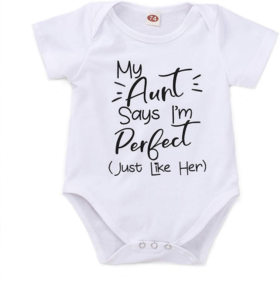 GajaousInfant Boys Girls Cotton Auntie Romper Toddler Baby Aunt Short Sleeves Onesies Bodysuit Jumpsuit Aunt Outfits Gift