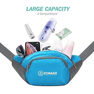 ZOMAKE Fanny Pack Water Resistant Waist Bag Hip Bum Bag for Men and Women, Large Compartment with Adjustable Strap for Outdoors Workout Traveling Casual Running Hiking Cycling(Light Blue)
