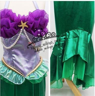 Amazon コスプレ衣装 リトルマーメイドのアリエルプリンセスドレス ウィッグ オーダーサイズ可能 クリスマス ハロウィン イベント仮装 コスチューム コスプレ 仮装 通販