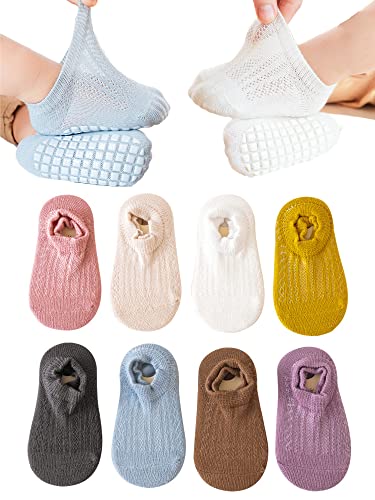 BEHELE Baby Non-skid Socks Anti Skid Toddler Socks Ankle Mesh Thin Socks for Infant Newborn Girls Boys 8 Pairs