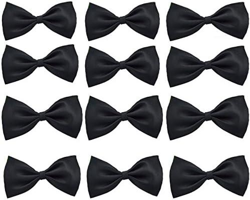 Glittermall Solid Color Adjustable Boys Kids Bow Tie Collection - Black Color/12pcs