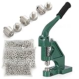 ARKSEN Hand Press Grommet Machine 3-Dies (#0#2#4 Dies) & 1500 Steel Grommets Eyelet, Green