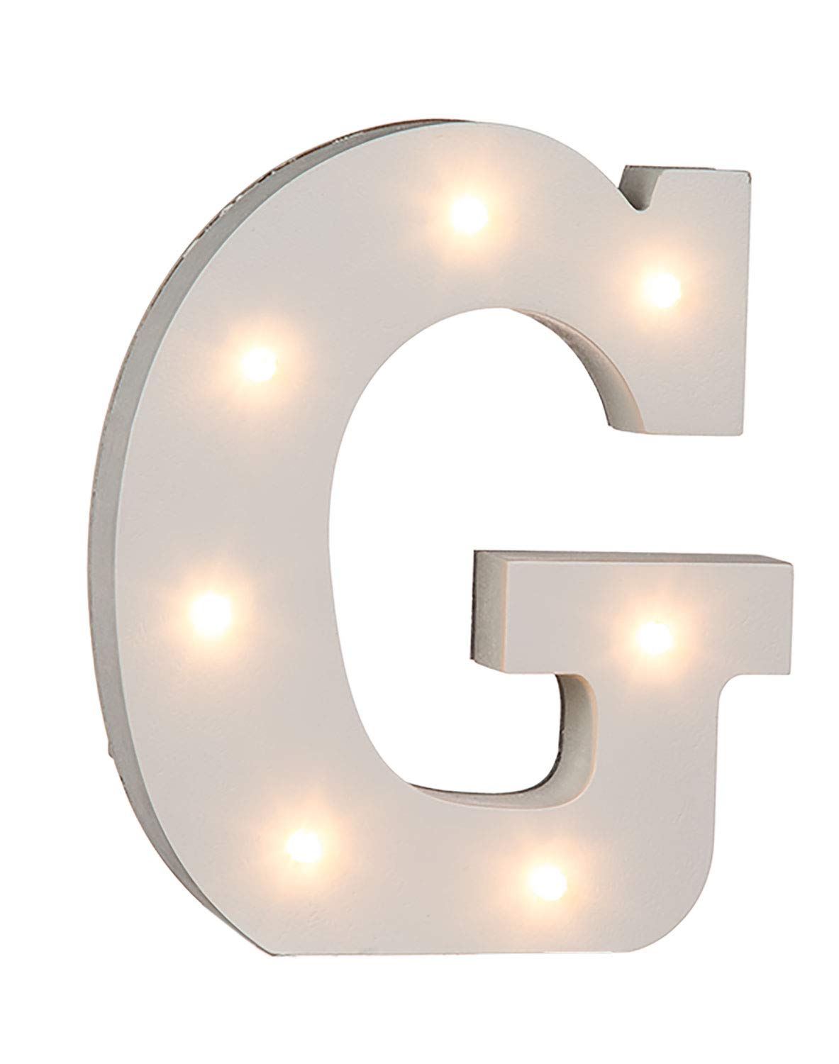 OOTB Illuminated Letter G Light with 7 LED, Wood, White