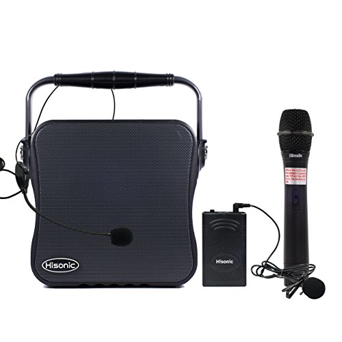 Hisonic HS468 HL-B VHF Dual Channel Wireless PA system with MP3 Player, FM Radio, True 90 Watts,white Color with 2 Handheld (HS468HL-B)