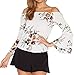 ZESICA Women's Casual Floral Off the Shoulder Bell Sleeve Chiffon Blouse Shirt Tops