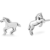 Boma Jewelry Sterling Silver Galloping Horse Stud Earrings