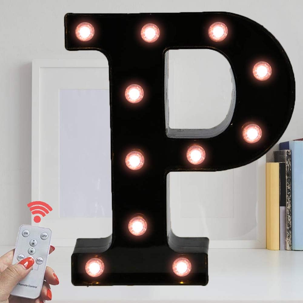 Oycbuzo Marquee Letter Sign Lights – Light Up Black Letters Home Decor Name Signs – Battery Operated LED Remote Timer – Lighted Vintage Accessories & Decorations