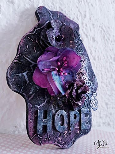 Handmade hamsa home wall decor art hanging style mixed media, flowers decal, home decor gift, steampunk scrap and craft, color black silver and pink violet.