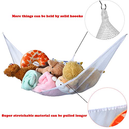 Fiaya Jumbo Toy Hammock-Toy Storage Hammock Net Organizer, Best for Keeping Rooms Clean-Ships from USA (White, L)